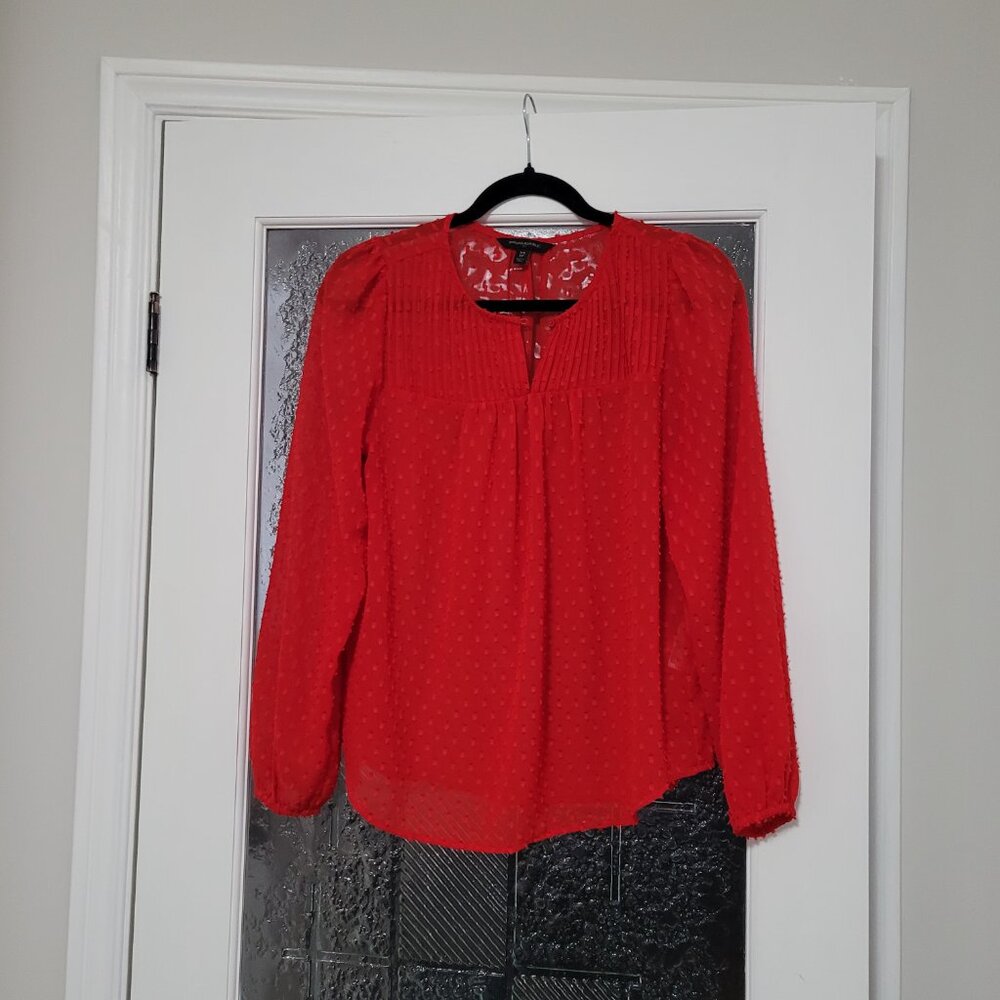Sheer Banana Republic Red Dot Blouse